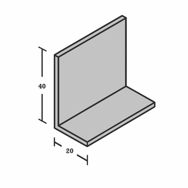 Aluminium hoeklijn 20 x 40mm - 270cm