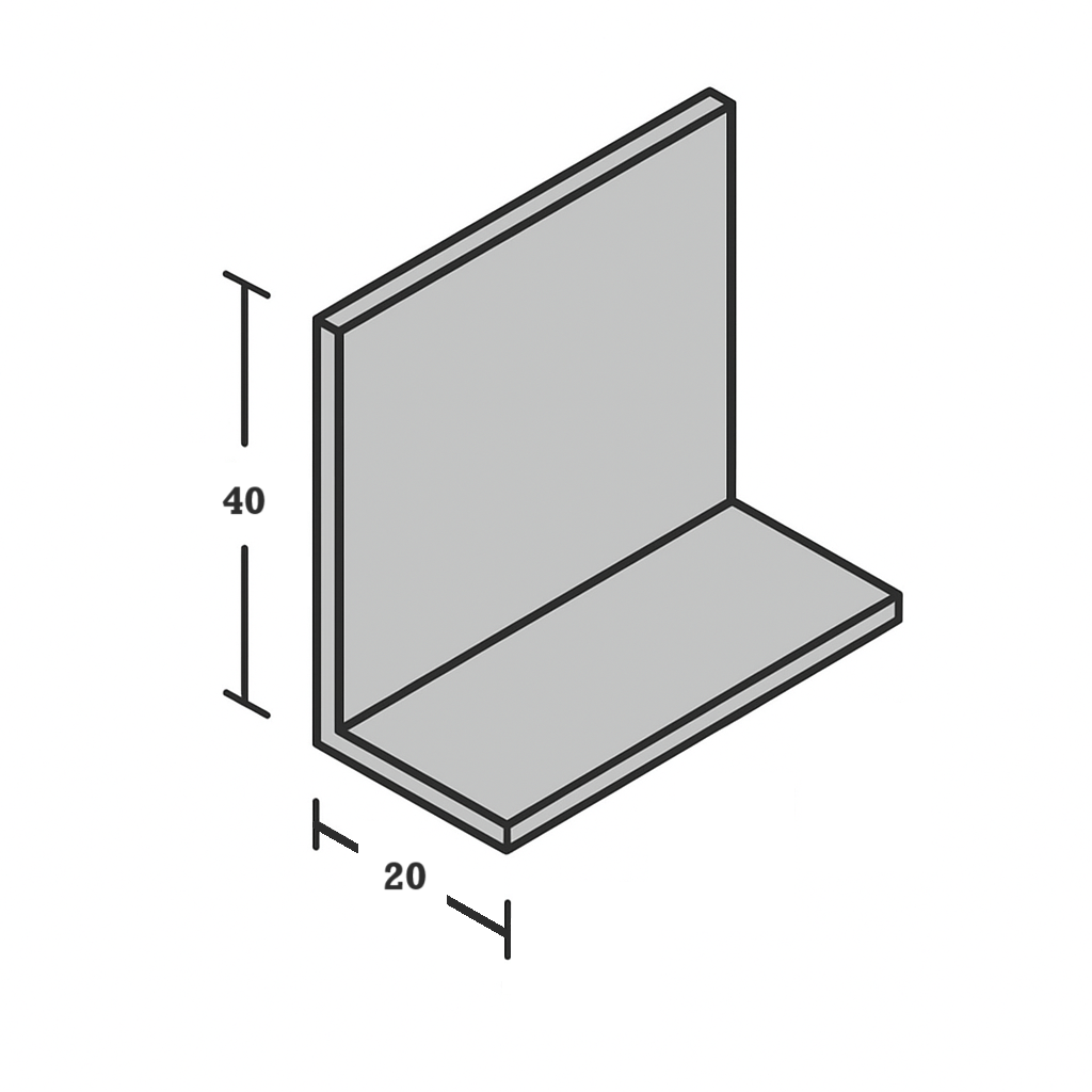 Aluminium hoeklijn 20 x 40mm - 270cm